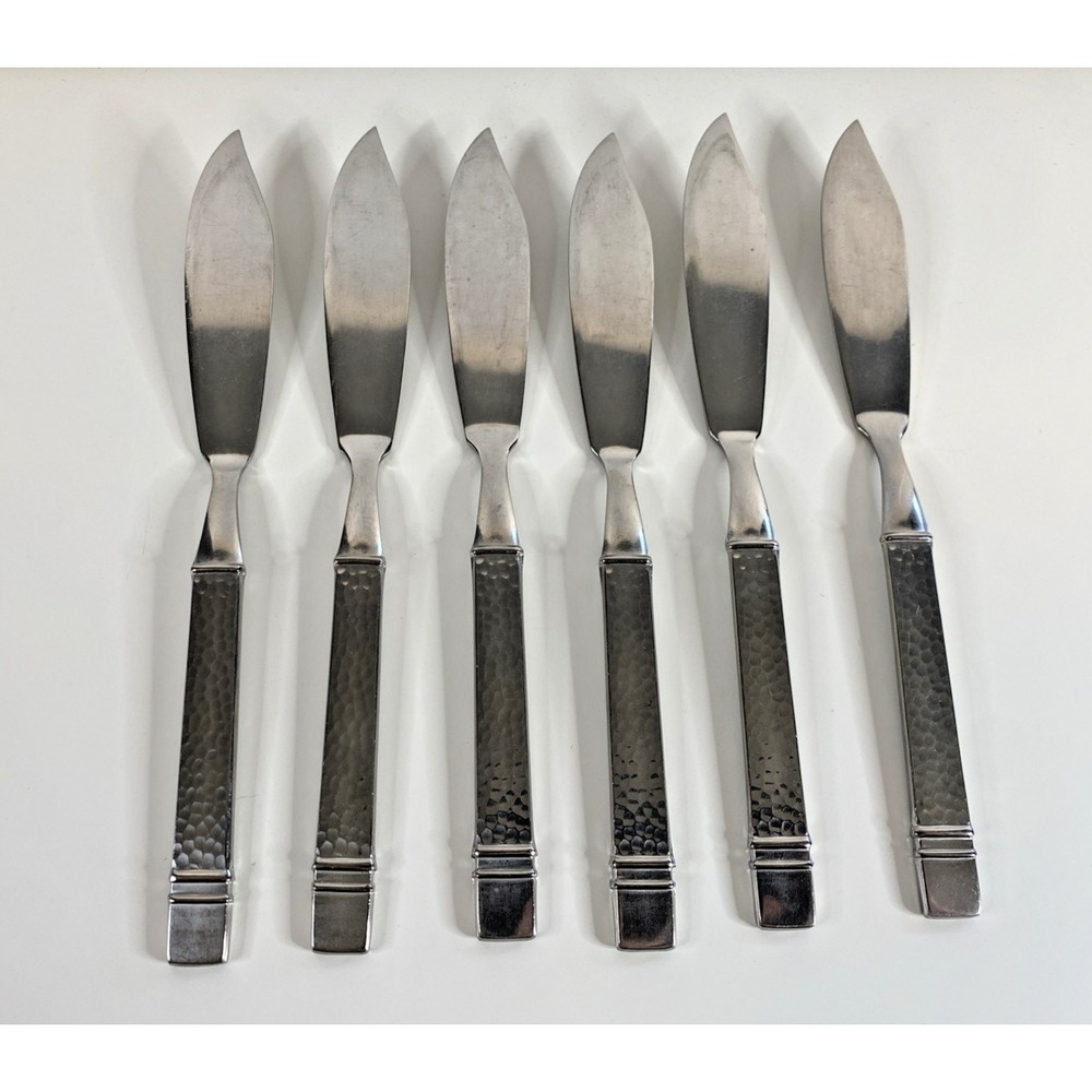 Towle Patina Hammered Stainless 6 Butter Knives 18-8 Japan Georgian House 7 1/2"